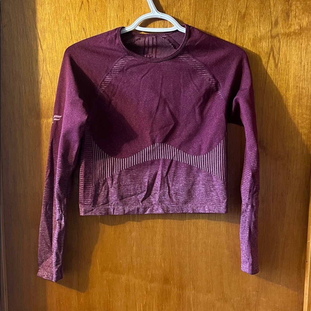 Fabletics Women's Long Sleeve Crop Top - Wine Small
